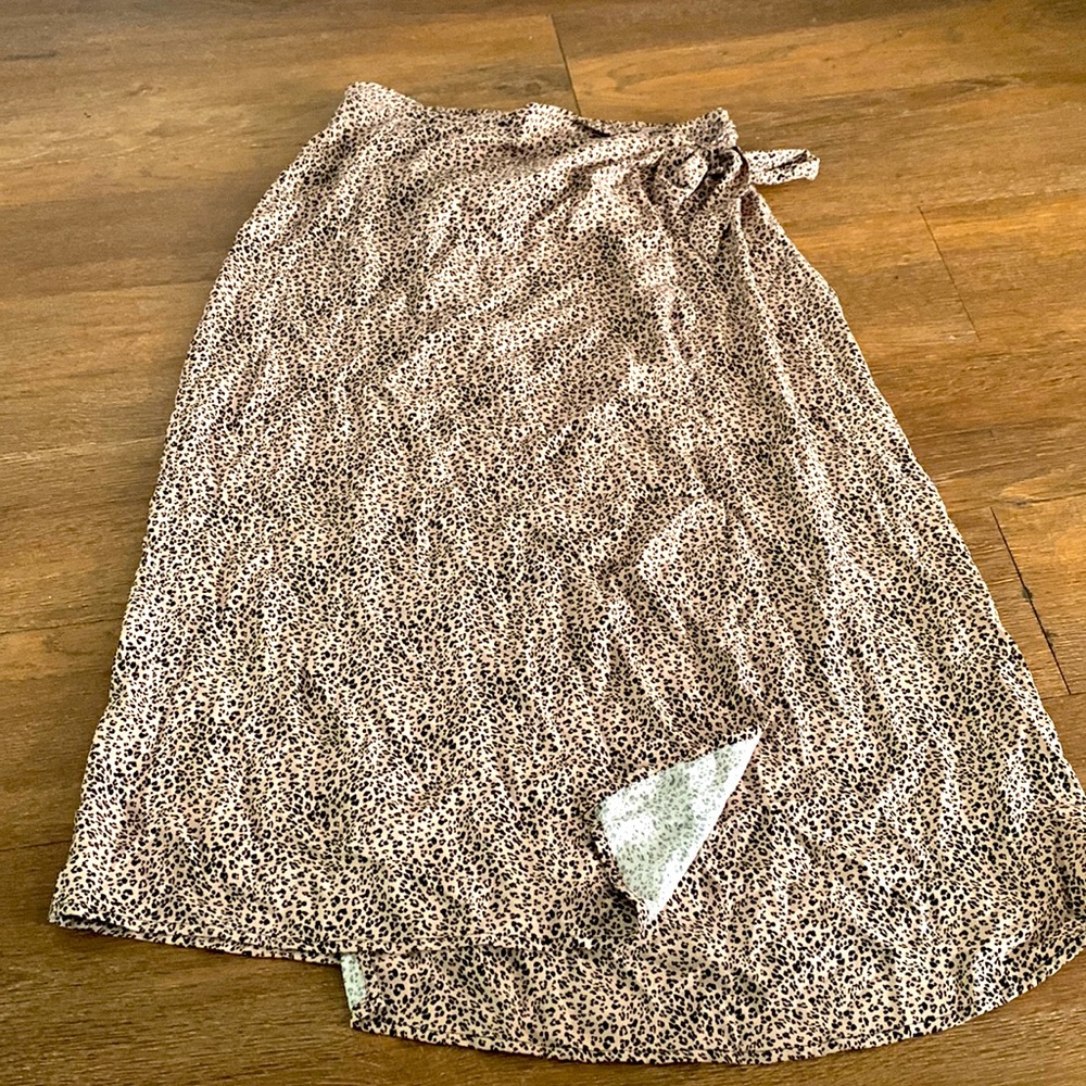 Leopard Print Midi Wrap Skirt